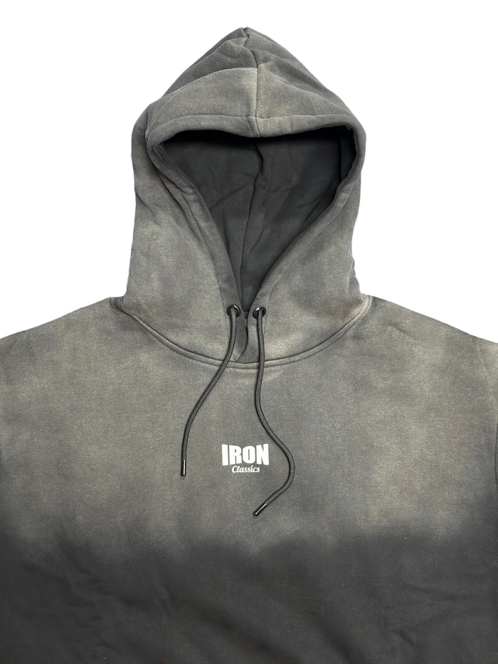 Black 0.5 Acid Wash Hoodie Cotton-Poly Small IC Logo