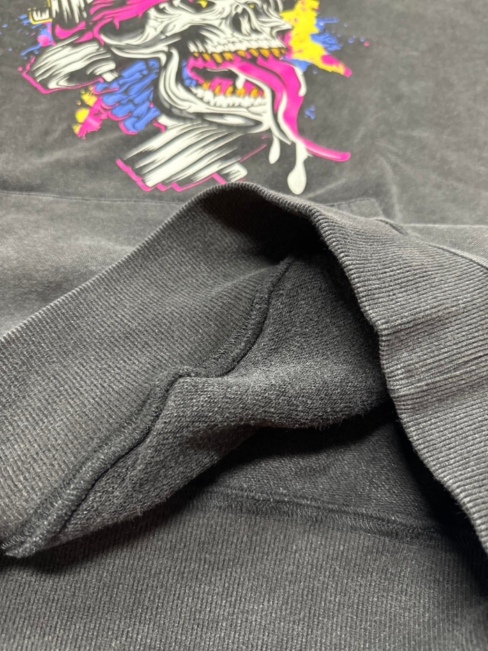 Light Grey Acid Wash French Terry Hoodie Pink Logo