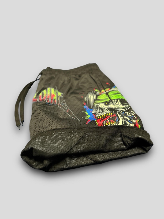 Mesh Shorts Green Neon Logo