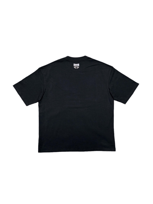 Black Oversized Tee Blue Neon Logo