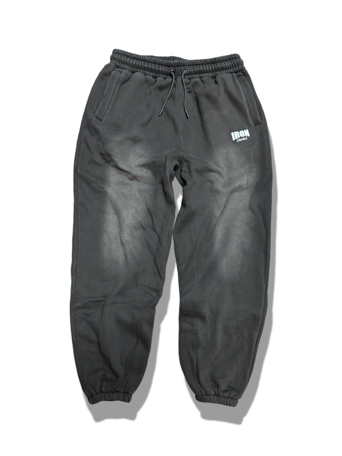 Black Acid Wash Sweat Pants Small IC Logo