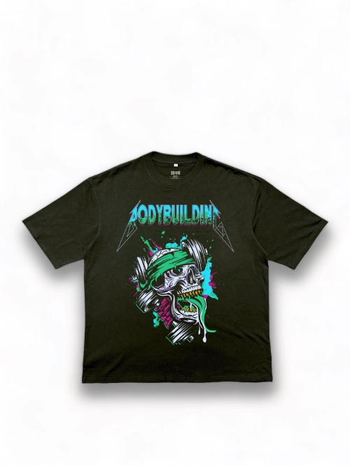 Black Oversized Tee Blue Neon Logo