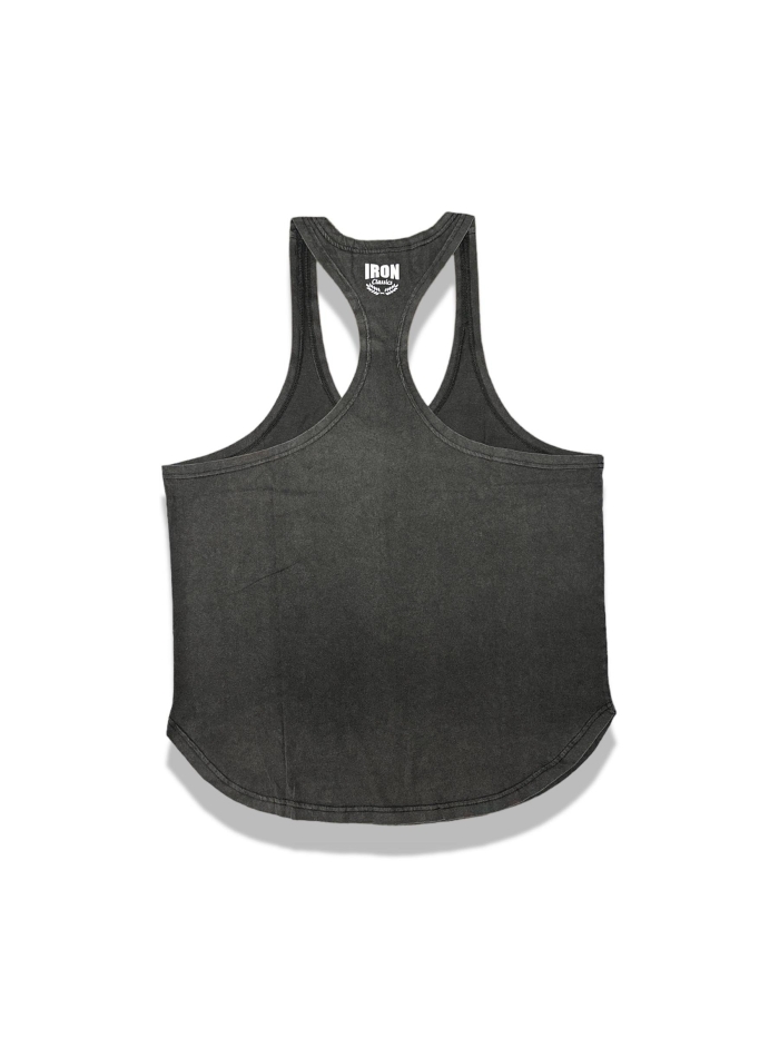 Grey Acid Wash Tank Brown Logo
