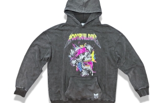 Light Grey Acid Wash French Terry Hoodie Pink Logo