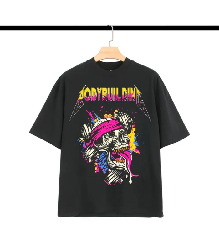 Black Oversized Tee Pink Logo