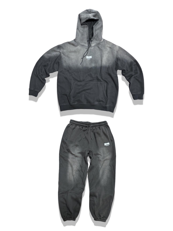 Black Acid Wash Sweat Pants Small IC Logo