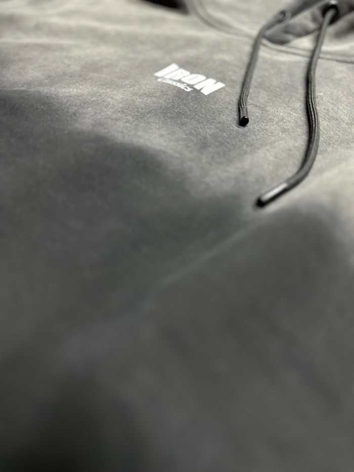 Black 0.5 Acid Wash Hoodie Cotton-Poly Small IC Logo