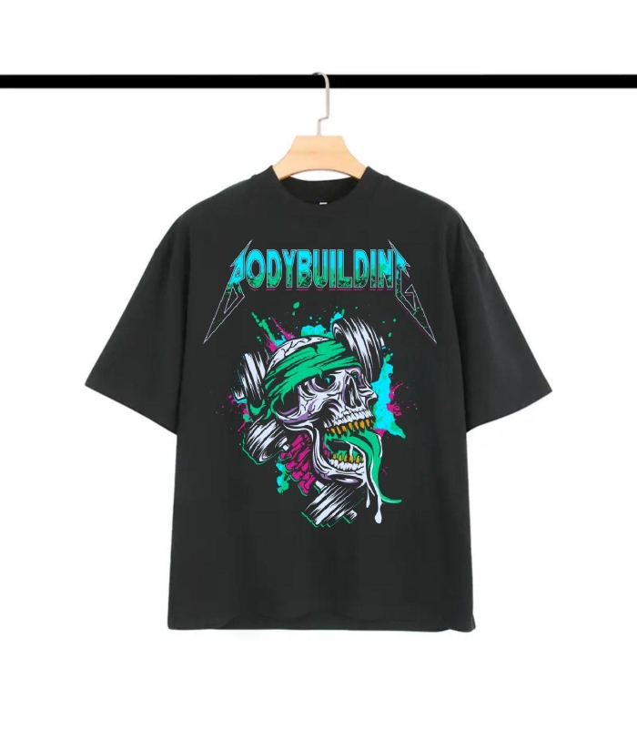 Black Oversized Tee Blue Neon Logo