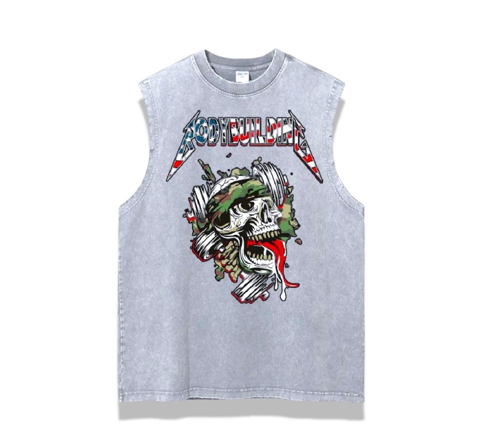 Light Grey Sleeveless Tee Camo Logo