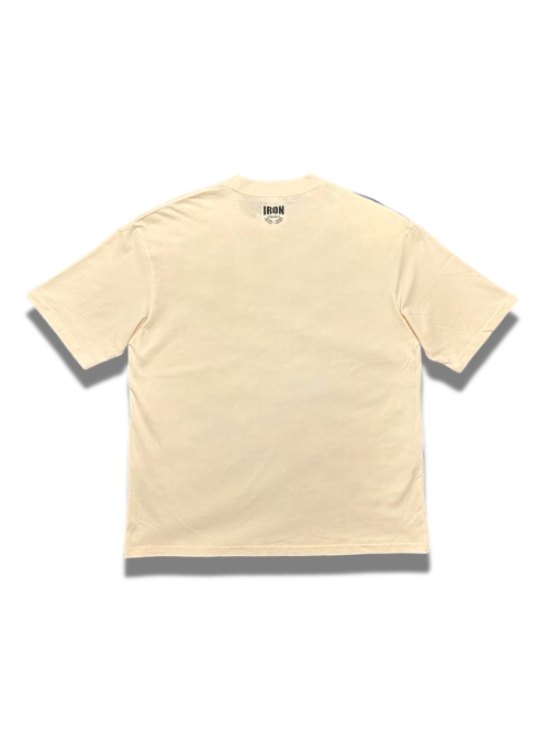 Beige Oversized Tee Red Logo