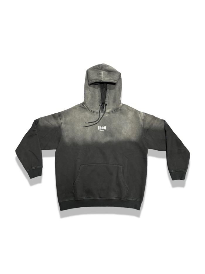 Black 0.5 Acid Wash Hoodie Cotton-Poly Small IC Logo