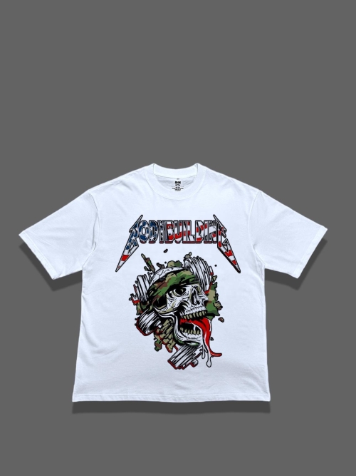 White Oversized Tee Camo Logo