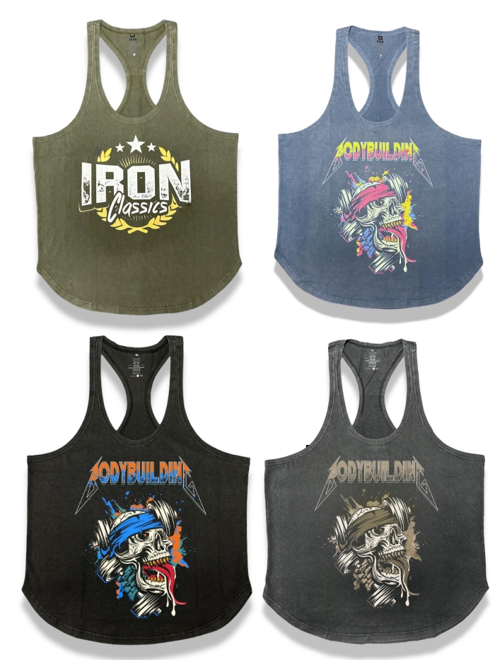 Black Acid Wash Tank Orange-Blue Logo