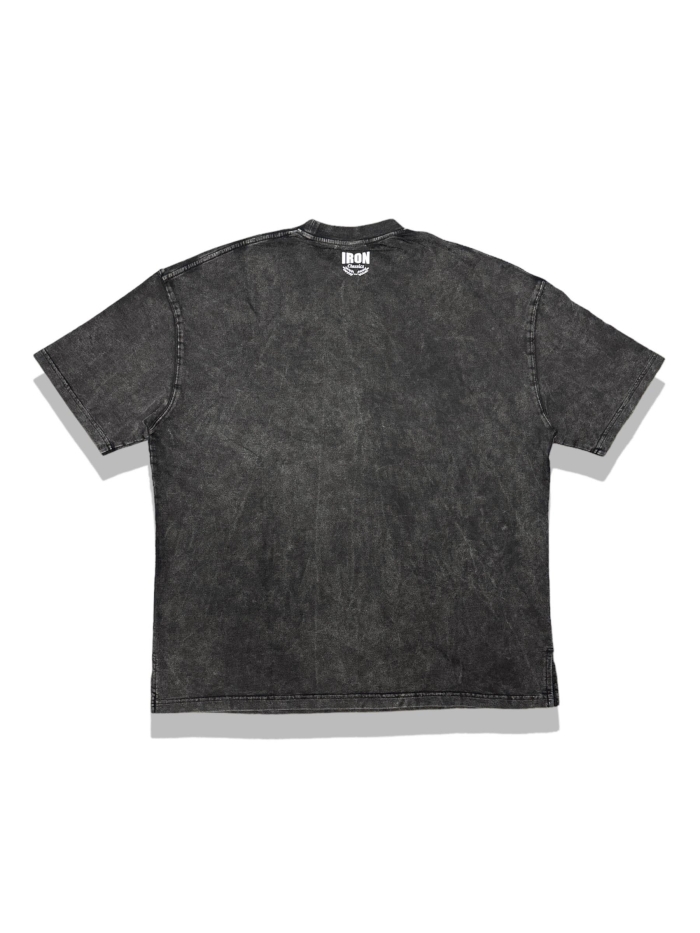 Acid Wash Oversized Tee Red Logo