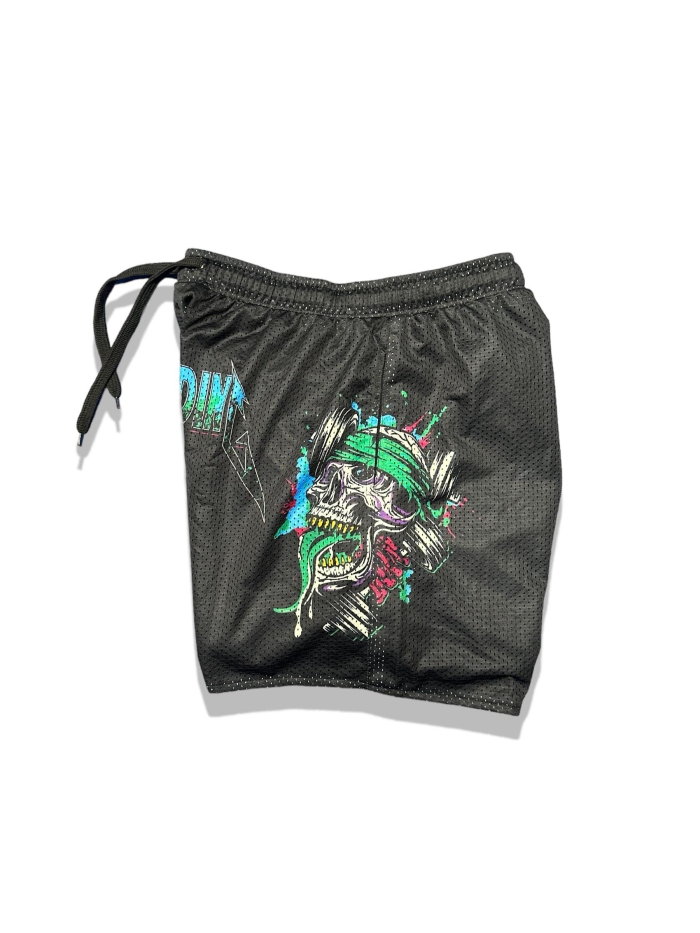 Mesh Shorts Blue Neon Logo