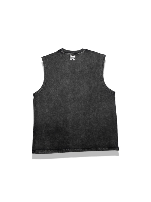 Black Acid Wash Sleeveless Pink Logo