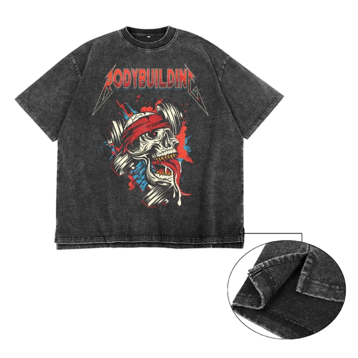 Acid Wash Oversized Tee Red Logo